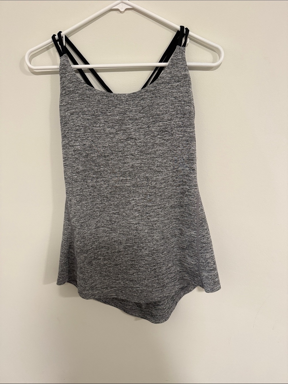 Women's Gray Active Tank with Built-In Strappy Shelf Bra